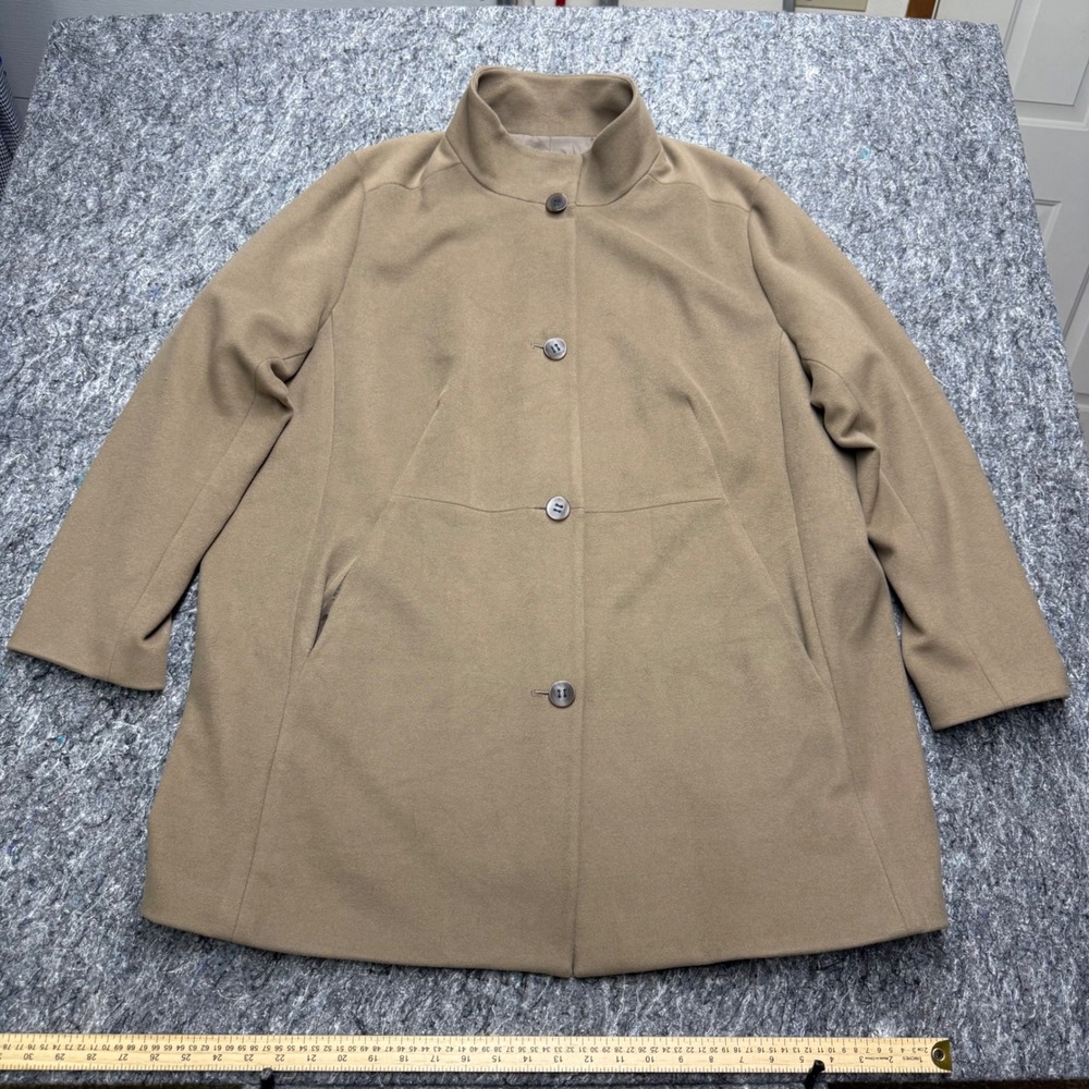 J. Jill Womens 3X‎ Camel Tan Mock Neck Button Front Lined Car Coat Jacket Plus